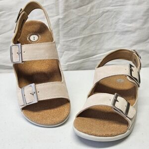 Revitalign Suede Orthotic Slingback Sandals Womens 10 Beige Buckle Straps